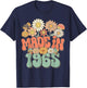 Retro Groovy Made In 1965 Floral Hippie Daisy 60th Birthday T-Shirt - T-Shirt | Navy
