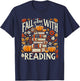 Fall In Love With Reading Book Autumn Pumpkins And Teachers T-Shirt - T-Shirt | Navy