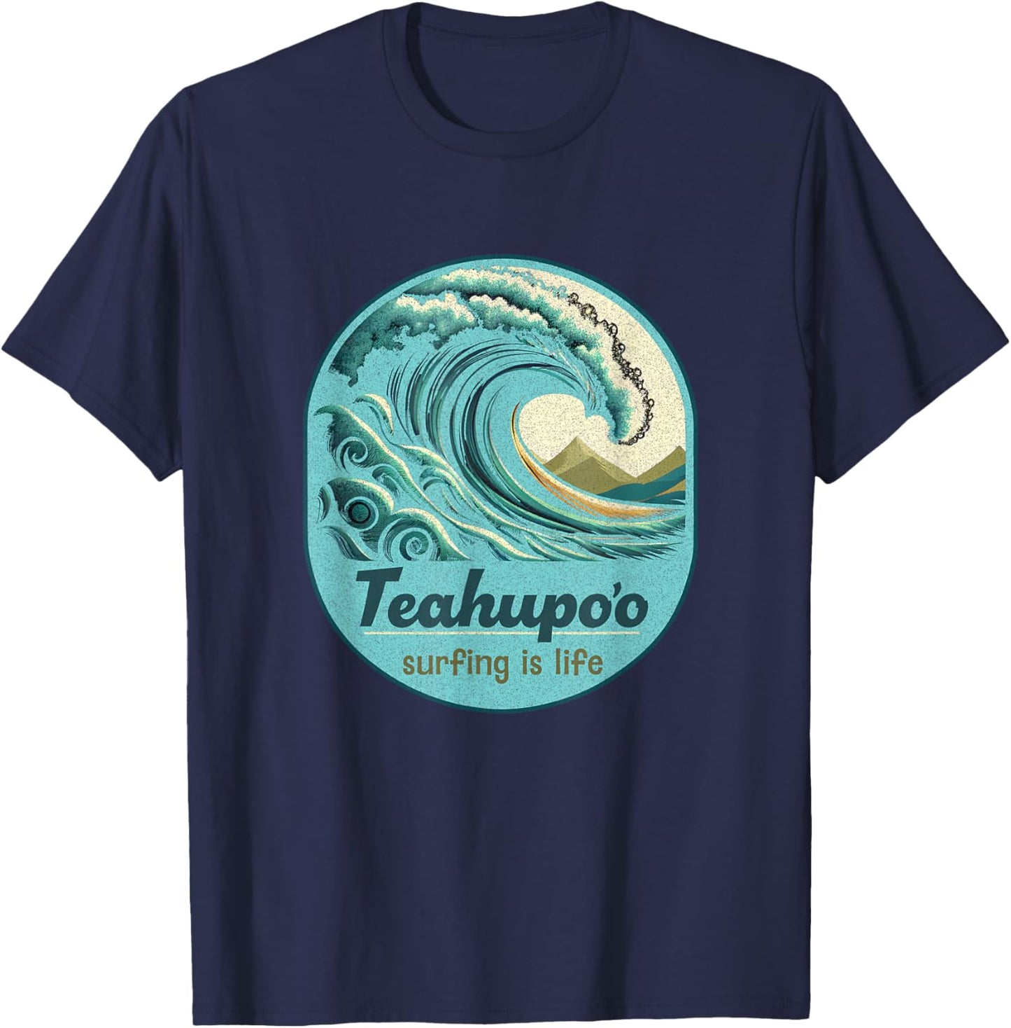 Teahupoo Surfing French Polynesia Tahiti Teahupo'o Souvenir T-Shirt - T-Shirt | Navy