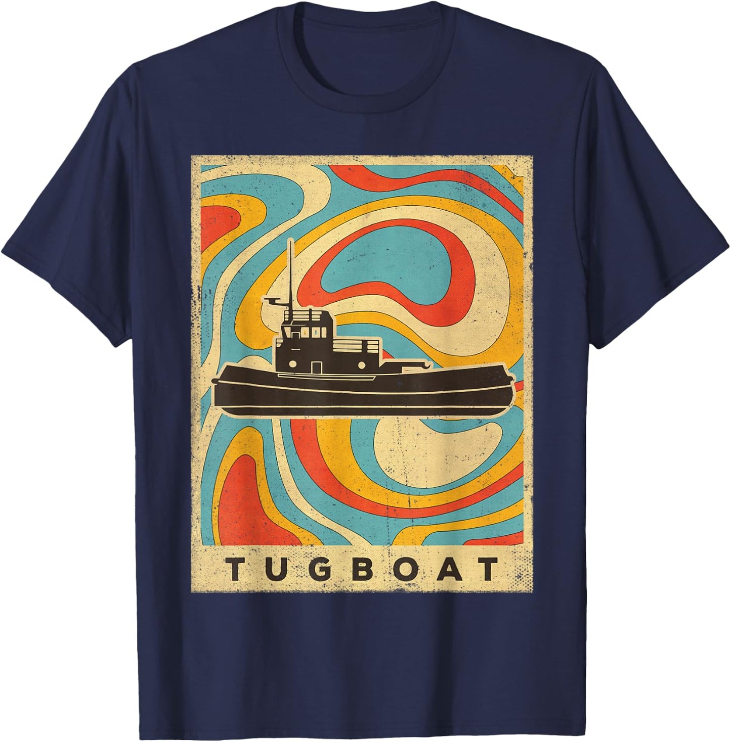 Vintage Tugboat Retro Gift T-Shirt - T-Shirt | Navy