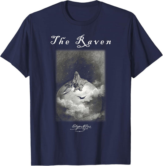 Gustave Dore The Raven 09 Edgar Allan Poe Art Metal Poem T-Shirt - T-Shirt | Navy