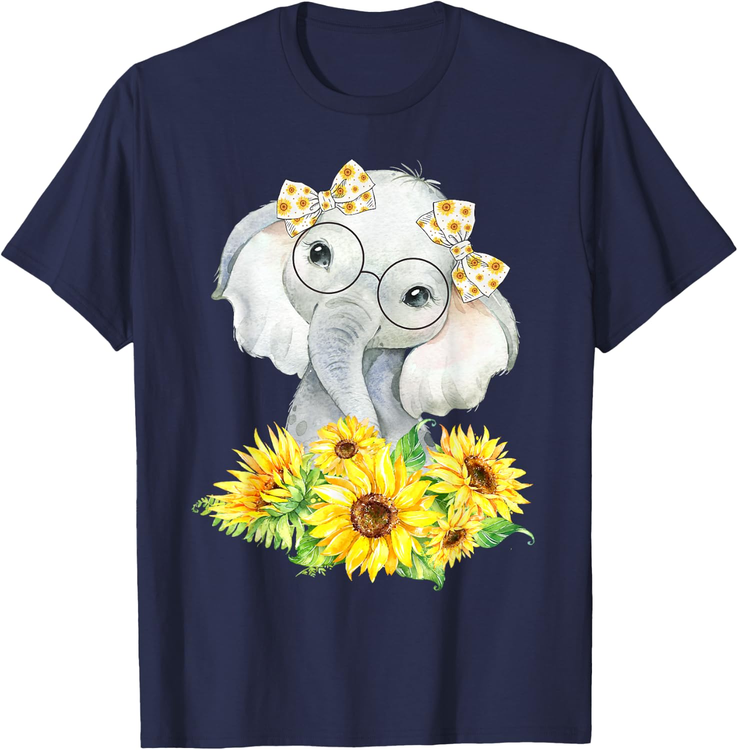 Elephant Sunflower Gifts for Girls Boys T-Shirt - T-Shirt | Navy