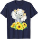Elephant Sunflower Gifts for Girls Boys T-Shirt - T-Shirt | Navy