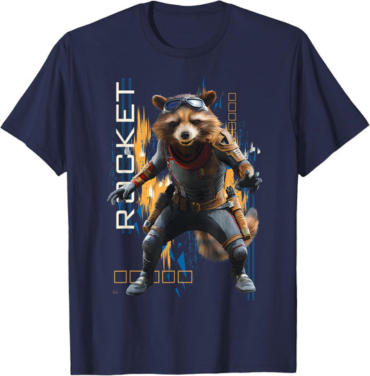 Marvel Avengers Endgame Rocket Action Pose Small T-Shirt - T-Shirt | Navy
