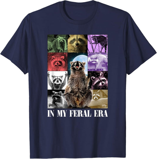 In My Feral Era, Awesome Raccoon, Funny Raccoon, Cringy Meme T-Shirt - T-Shirt | Navy