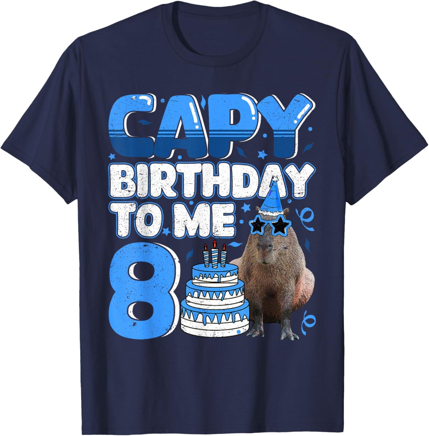 8 Years Capy Birthday to me Capybara 8th Birthday T-Shirt - T-Shirt | Navy