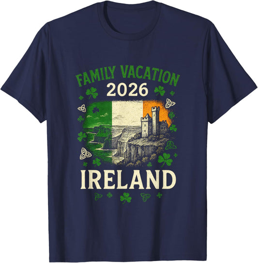 Family Vacation 2026 - Ireland Clover T-Shirt - T-Shirt | Navy