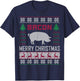 Bacon Pig Christmas Design Funny Holiday Ugly Sweater Style T-Shirt - T-Shirt | Navy