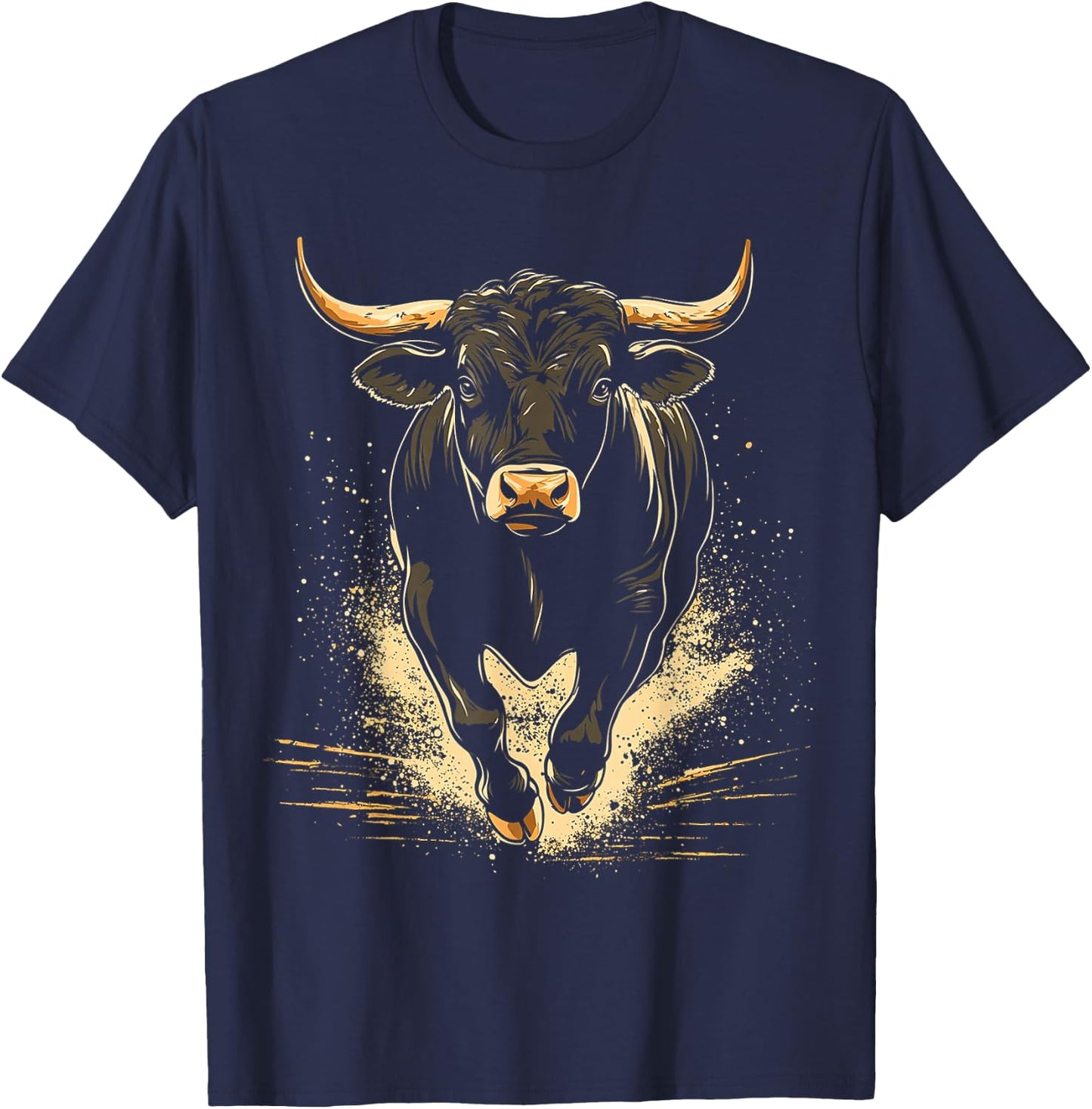 Bull Animal Motif Art Bull T-Shirt - T-Shirt | Navy