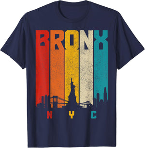 Vintage Bronx NYC NY New York City Retro Skyline Pride T-Shirt - T-Shirt | Navy