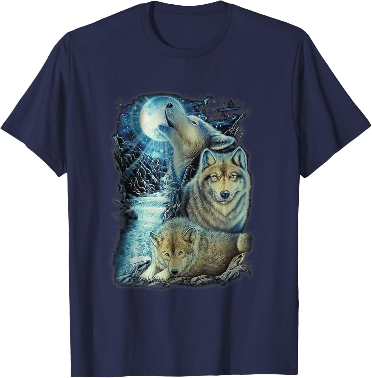 Vintage wolf Shirt wolf women Lovers for boys and girls T-Shirt - T-Shirt | Navy