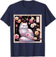 Cat Shirt Cat Japanese Cherry Blossom Kawaii Cat Lover T-Shirt - T-Shirt | Navy