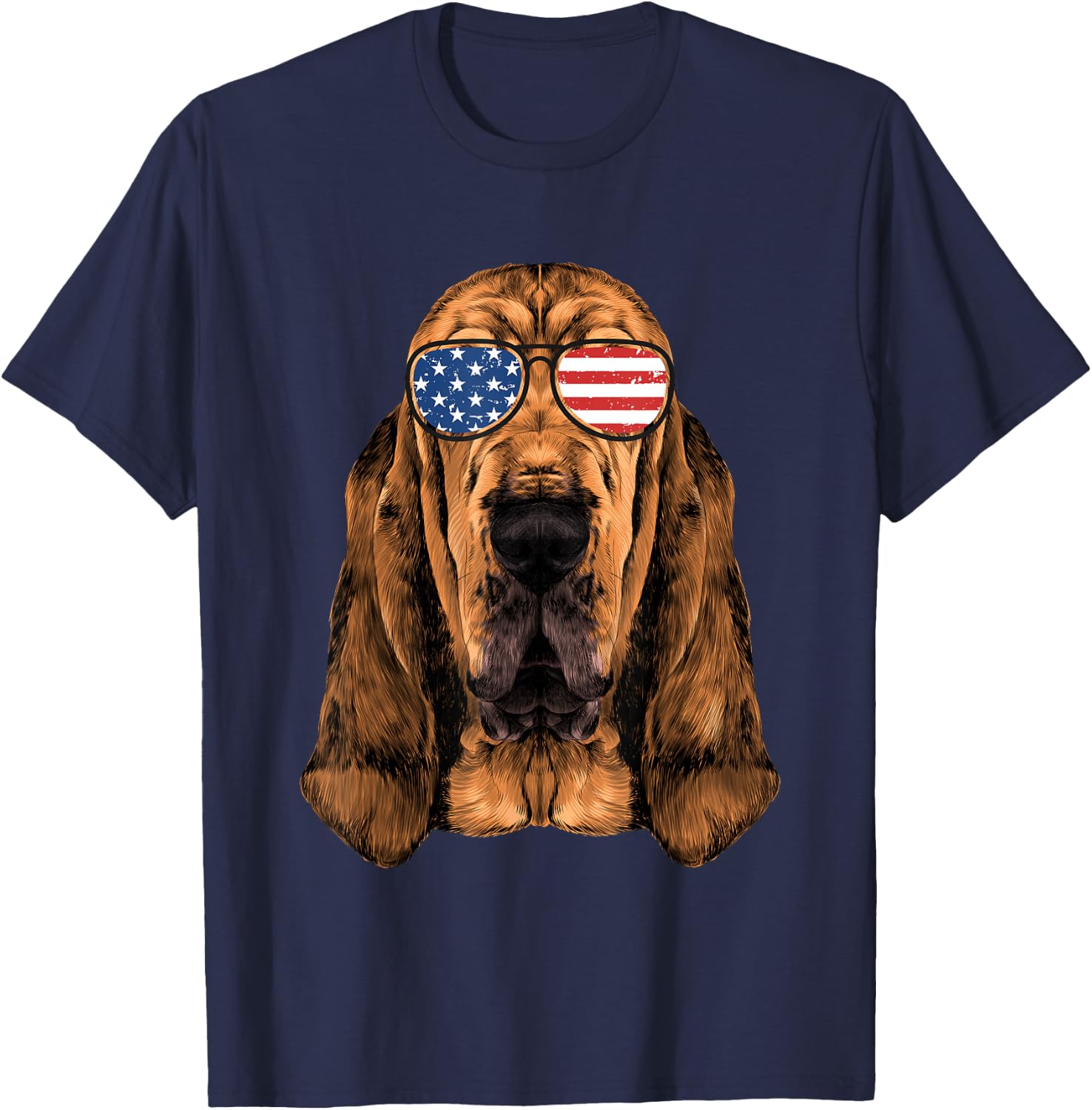Bloodhound Shirt Men Women Kids American Flag Dog T-Shirt - T-Shirt | Navy