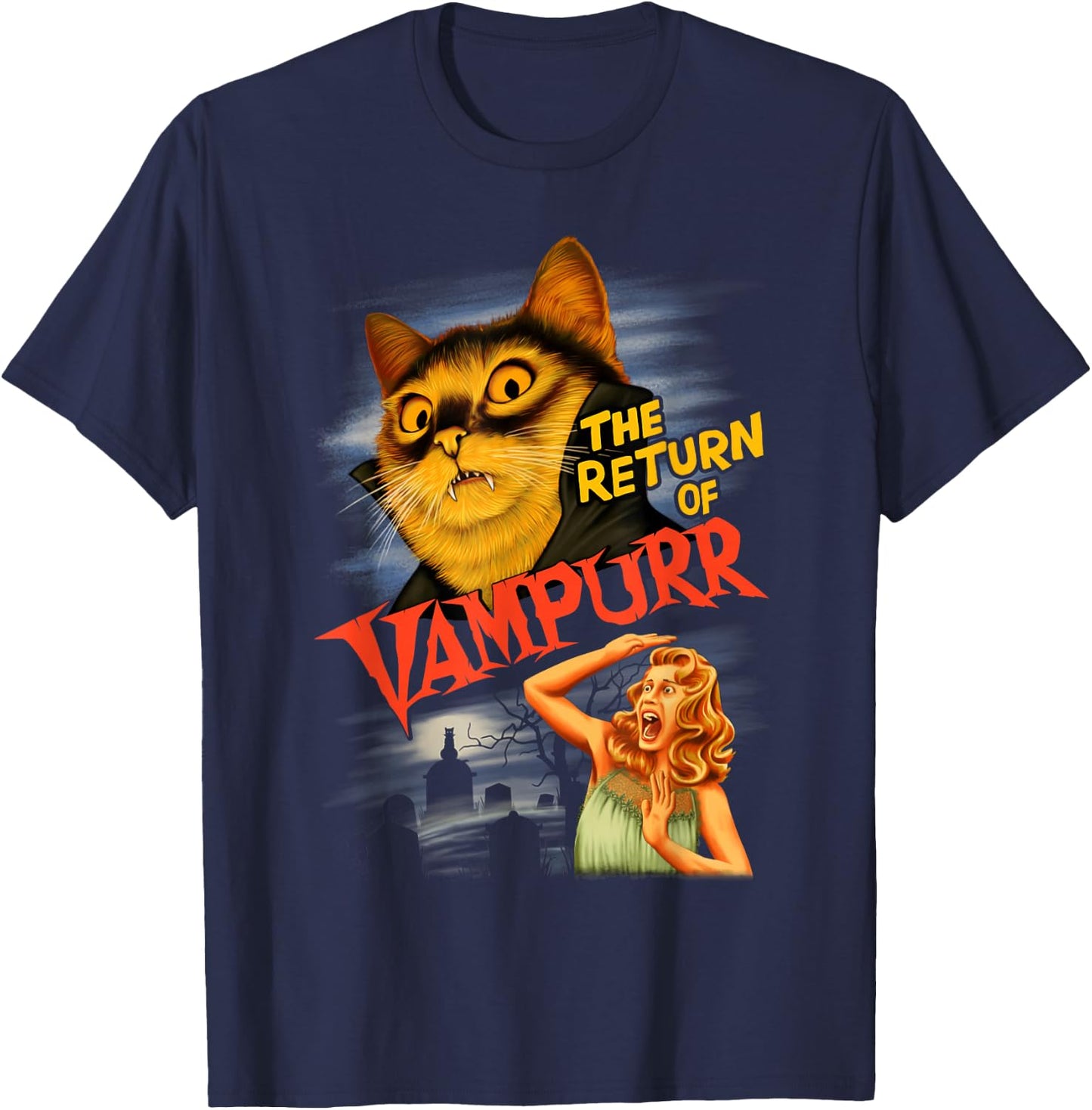 The Return of Vampurr Funny T-Shirt - T-Shirt | Navy