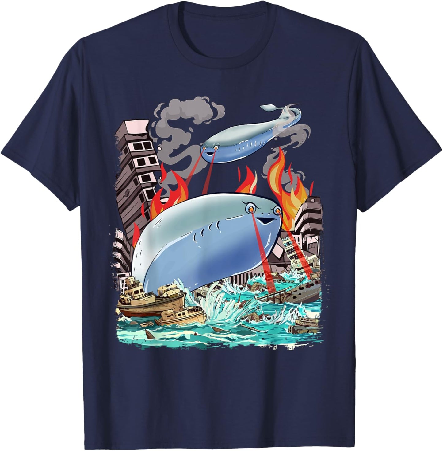 Sacabambaspis Fish Meme Kaiju Japanese Monster T-Shirt - T-Shirt | Navy