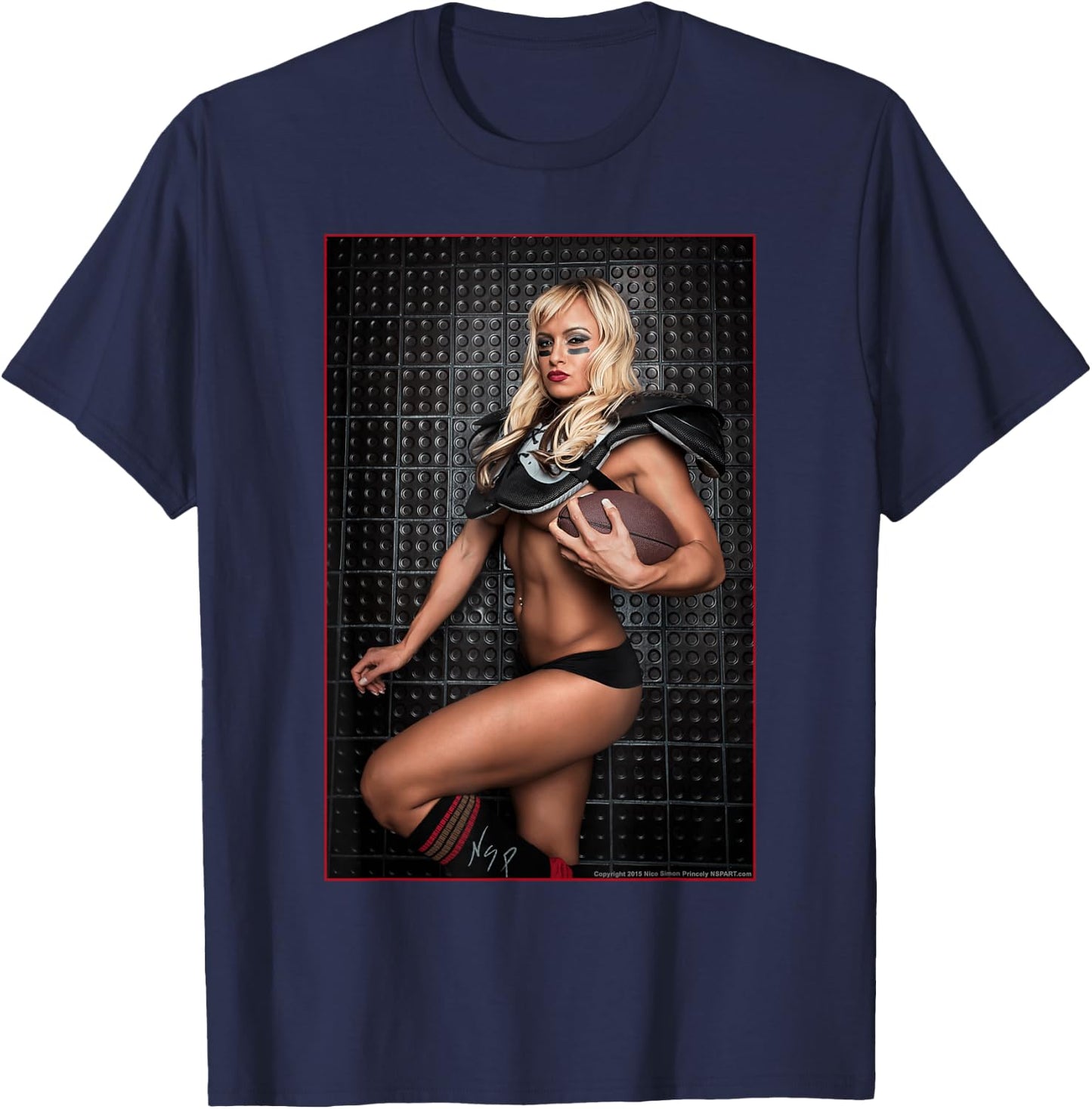 Pinup Girl T Shirt - Lauren Fogle Football Pin Up T-Shirt - T-Shirt | Navy