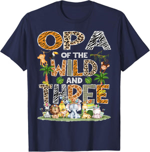 Opa Of The Wild Three 3Rd Birthday Tribal Safari Jungle T-Shirt - T-Shirt | Navy