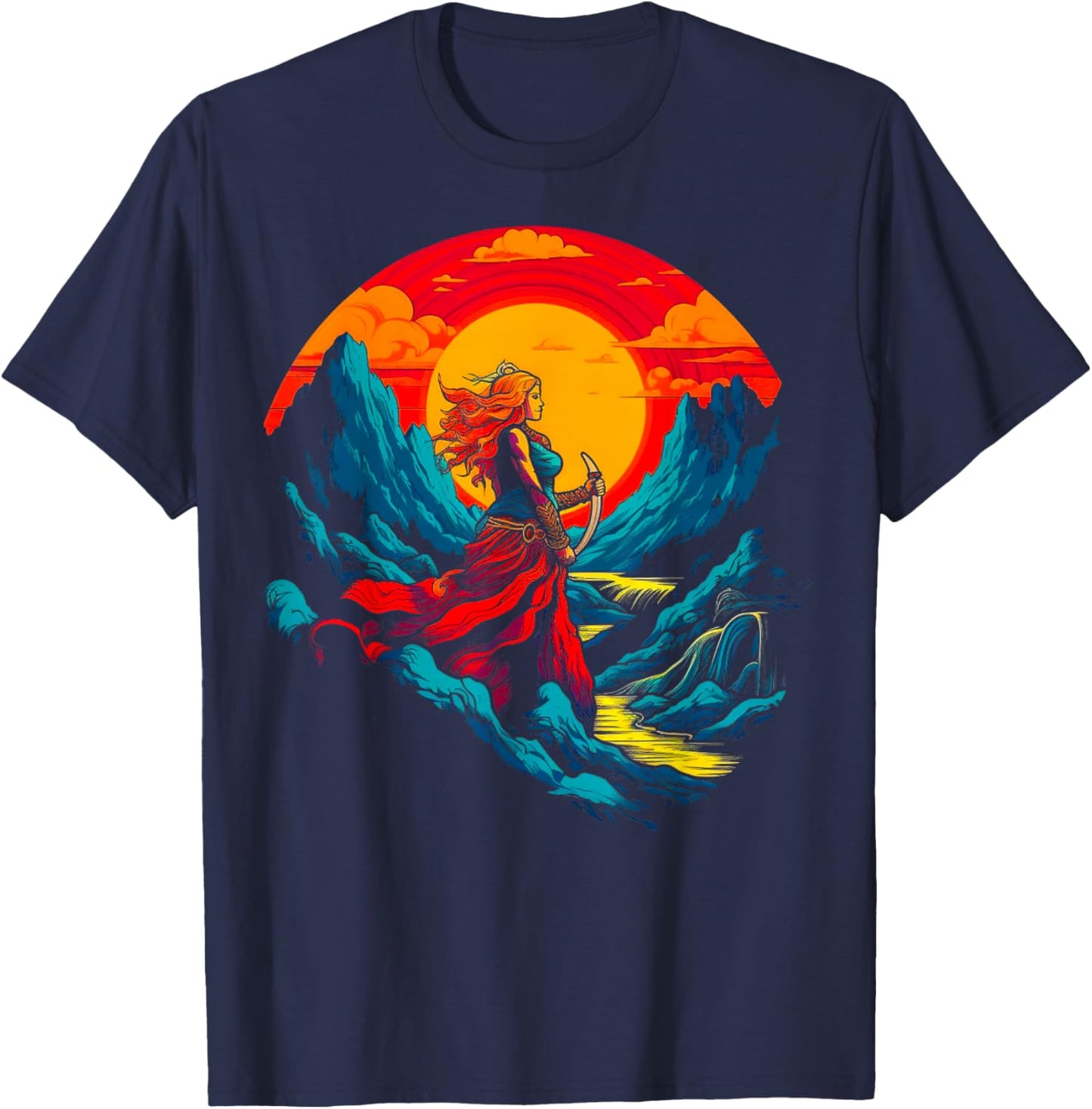 Freya Norse Mythology Viking T-Shirt - T-Shirt | Navy