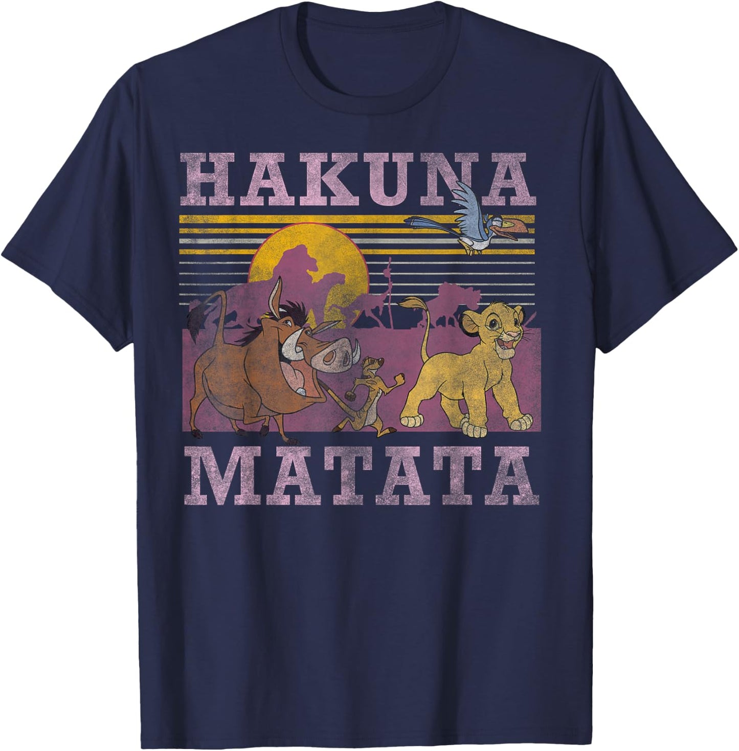 Disney Lion King Retro Hakuna Matata Faded Poster T-Shirt - T-Shirt | Navy