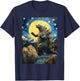 Japanese Monster Kaiju in Van Gogh Starry Night T-Shirt - T-Shirt | Navy