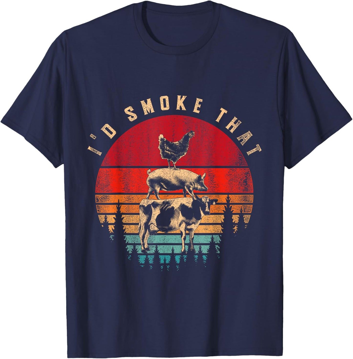 Id Smoke That Funny Smoked Meat BBQ Chef Barbecue T-Shirt - T-Shirt | Navy