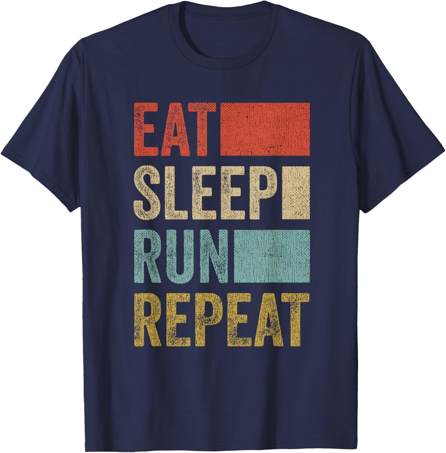 Running Jogging Gift Retro Eat Sleep Run T-Shirt - T-Shirt | Navy
