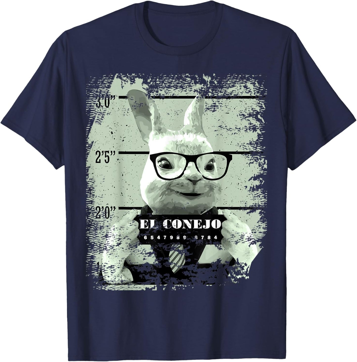 Bunny Mug Shot Rabbit in Jail Mexican El Conejo T-Shirt - T-Shirt | Navy