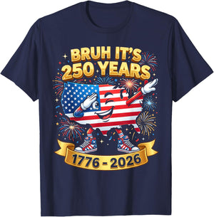 Bruh It's 250 Years Boys Kid Patriotic 250th Anniversary USA T-Shirt - T-Shirt | Navy
