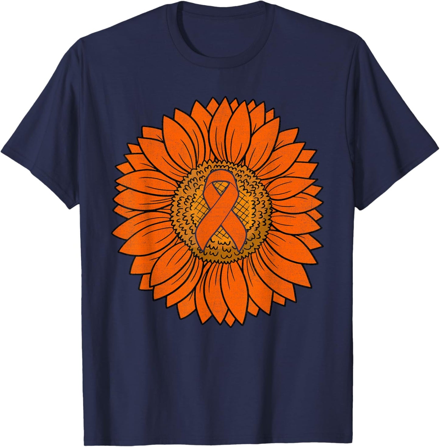 Leukemia Cancer Awareness Sunflower Women Leukemia Fighter T-Shirt - T-Shirt | Navy