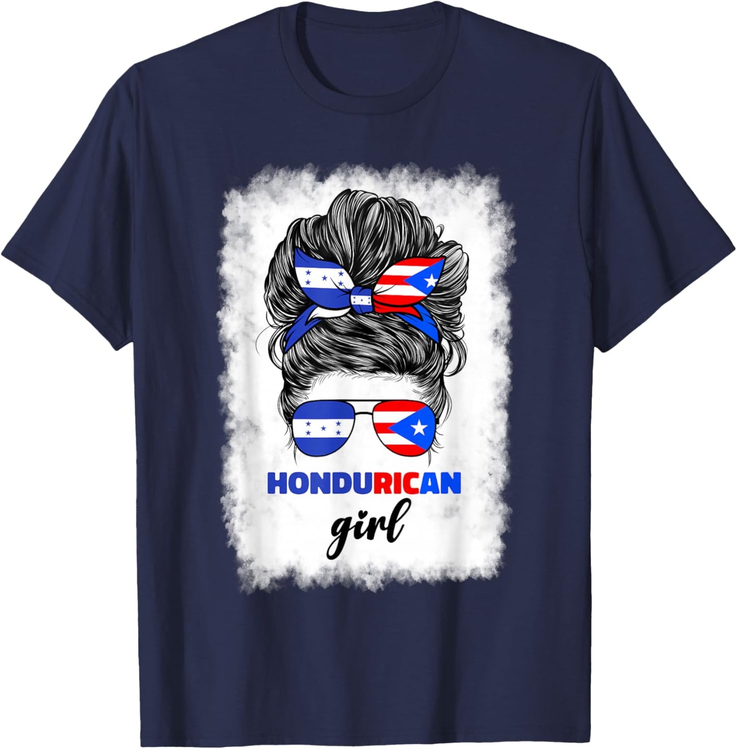Half Honduran And Puerto Rican Rico Honduras Girl HonduRican T-Shirt - T-Shirt | Navy