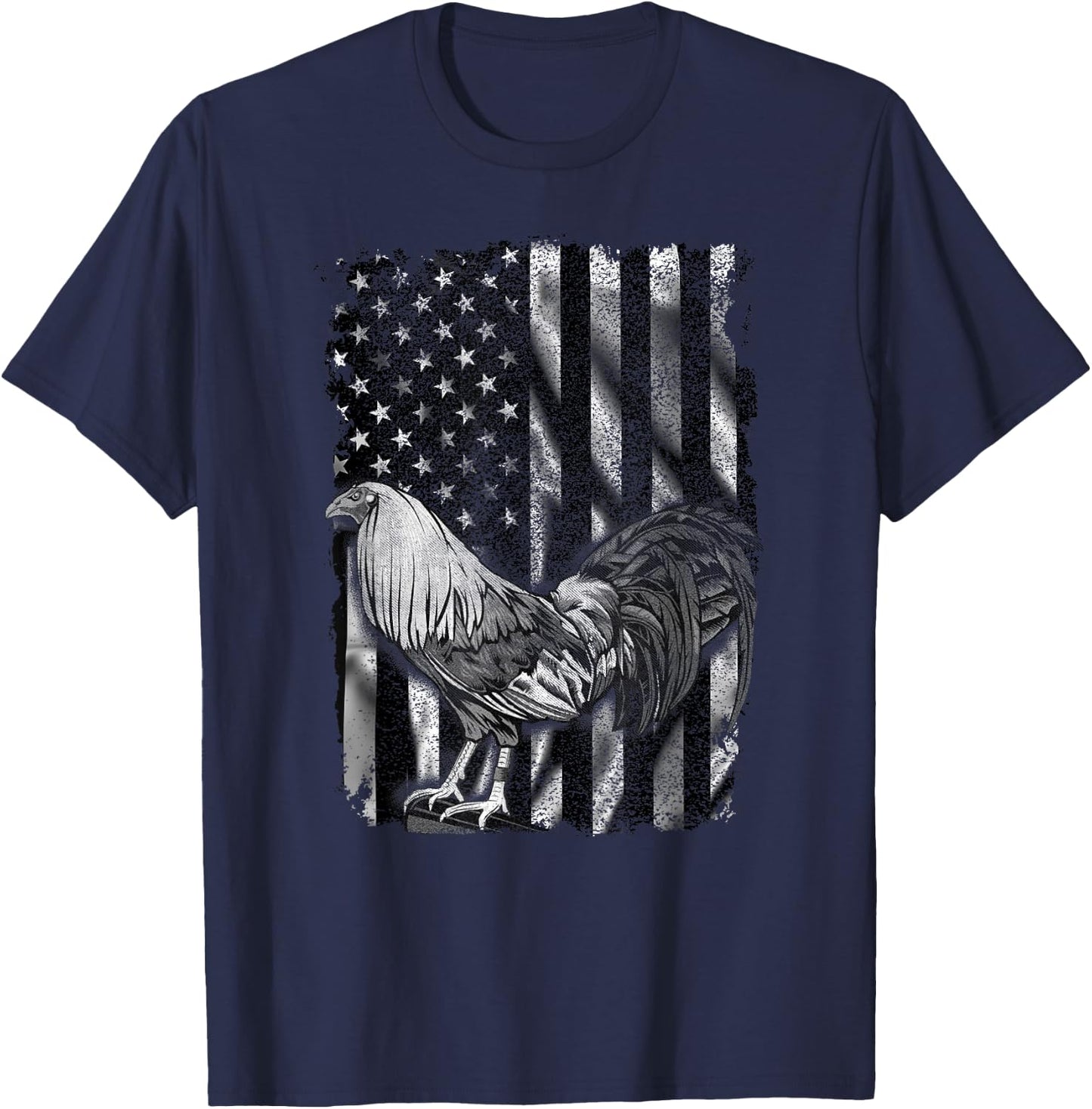 US Flag Cock Fight Enthusiast T Shirt - Cock Fight Shirt T-Shirt - T-Shirt | Navy