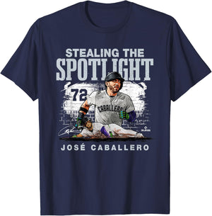 Stealing The Spotlight José Caballero New York MLBPA T-Shirt - T-Shirt | Navy
