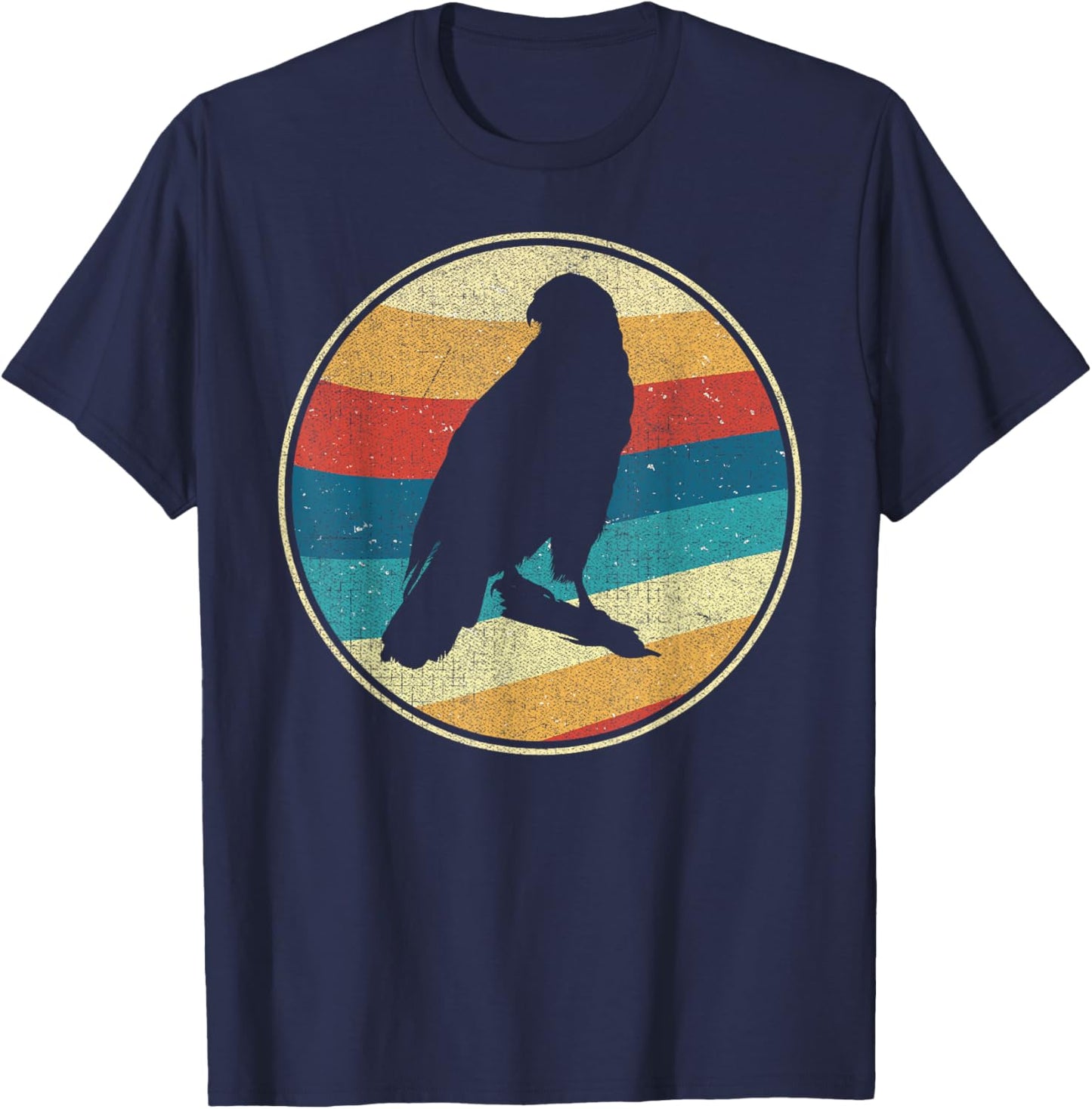 Vintage Hawk 80s 90s Retro Distressed Bird Nerds T-Shirt - T-Shirt | Navy
