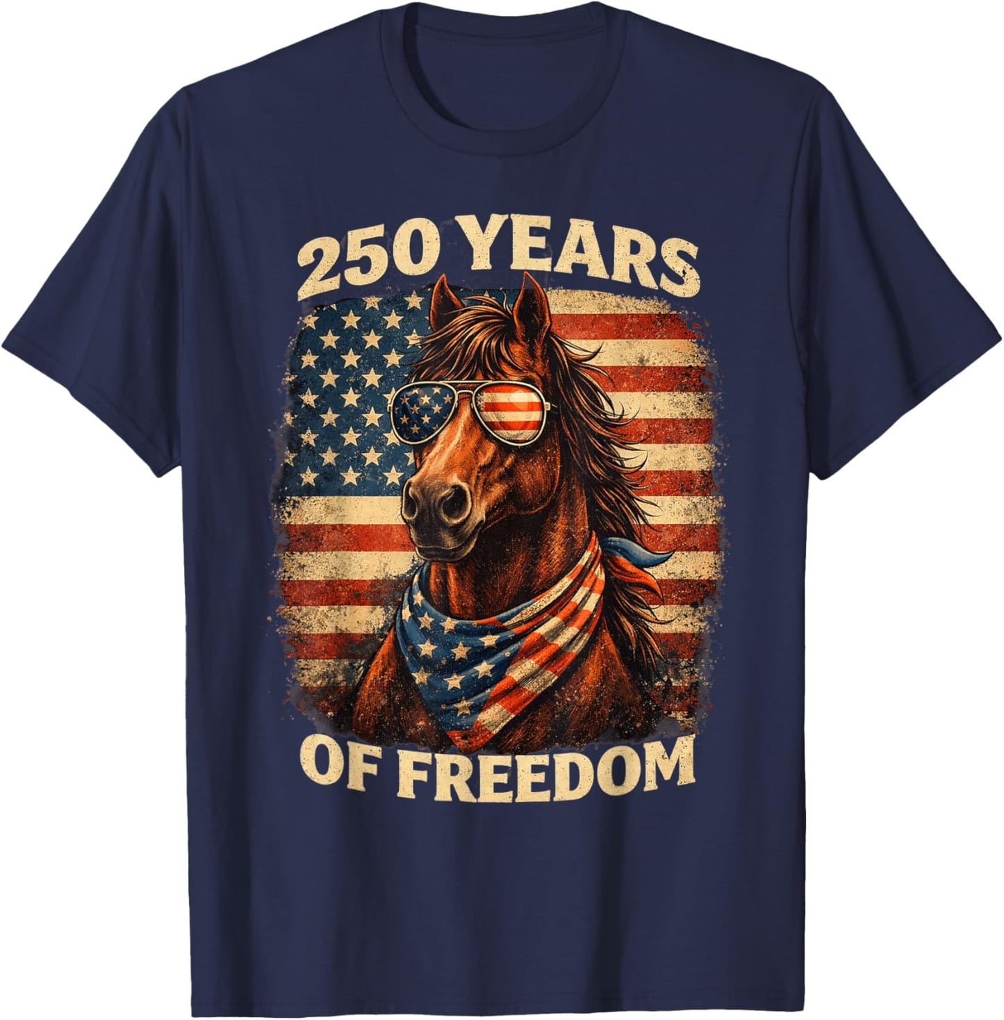 Horse 250Th Anniversary America 4th of July Horse T-Shirt - T-Shirt | Navy