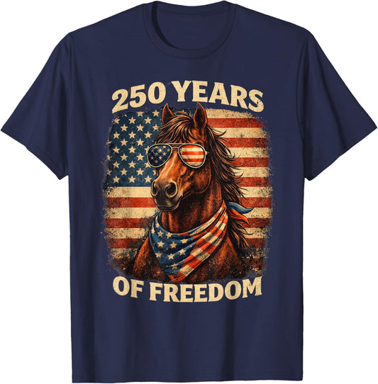 Horse 250Th Anniversary America 4th of July Horse T-Shirt - T-Shirt | Navy