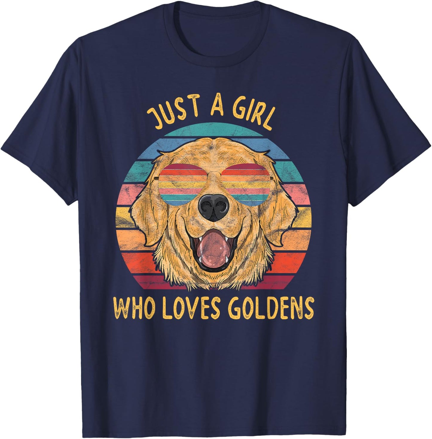 Girl Loves Golden Retrievers Dog Gifts T-Shirt - T-Shirt | Navy