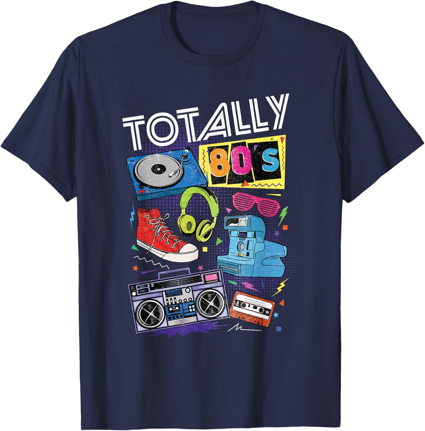 Funny 80s Retro 1980s Party Totally 80s Turntable Cassette T-Shirt - T-Shirt | Navy