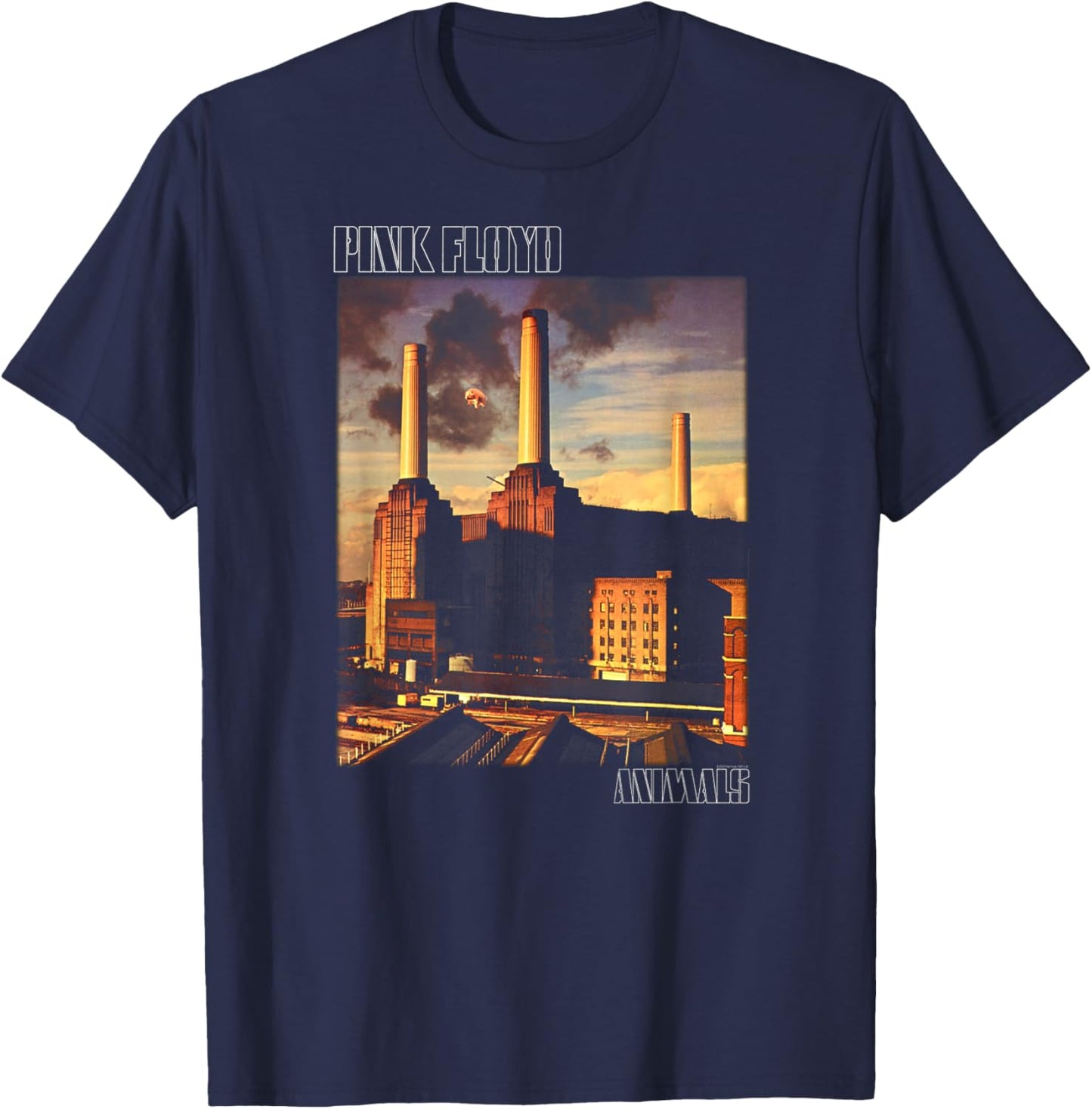 Official Pink Floyd Animal Cover Rock Band T-Shirt - T-Shirt | Navy