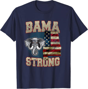 Bama Strong Alabama State With USA Flag Overlay T-Shirt - T-Shirt | Navy