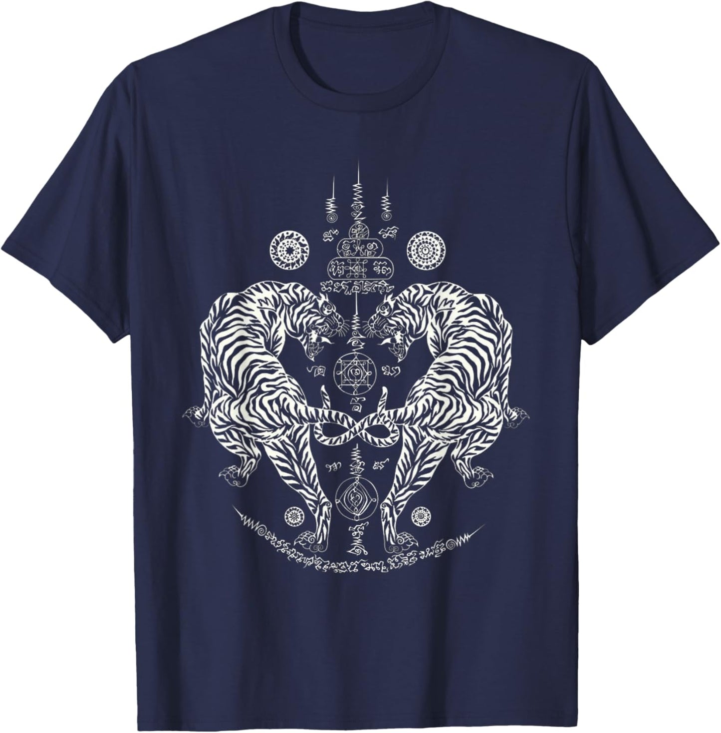 Sak Yant Thai Tattoo Twin Tiger For Muay Thai Fighter. T-Shirt - T-Shirt | Navy