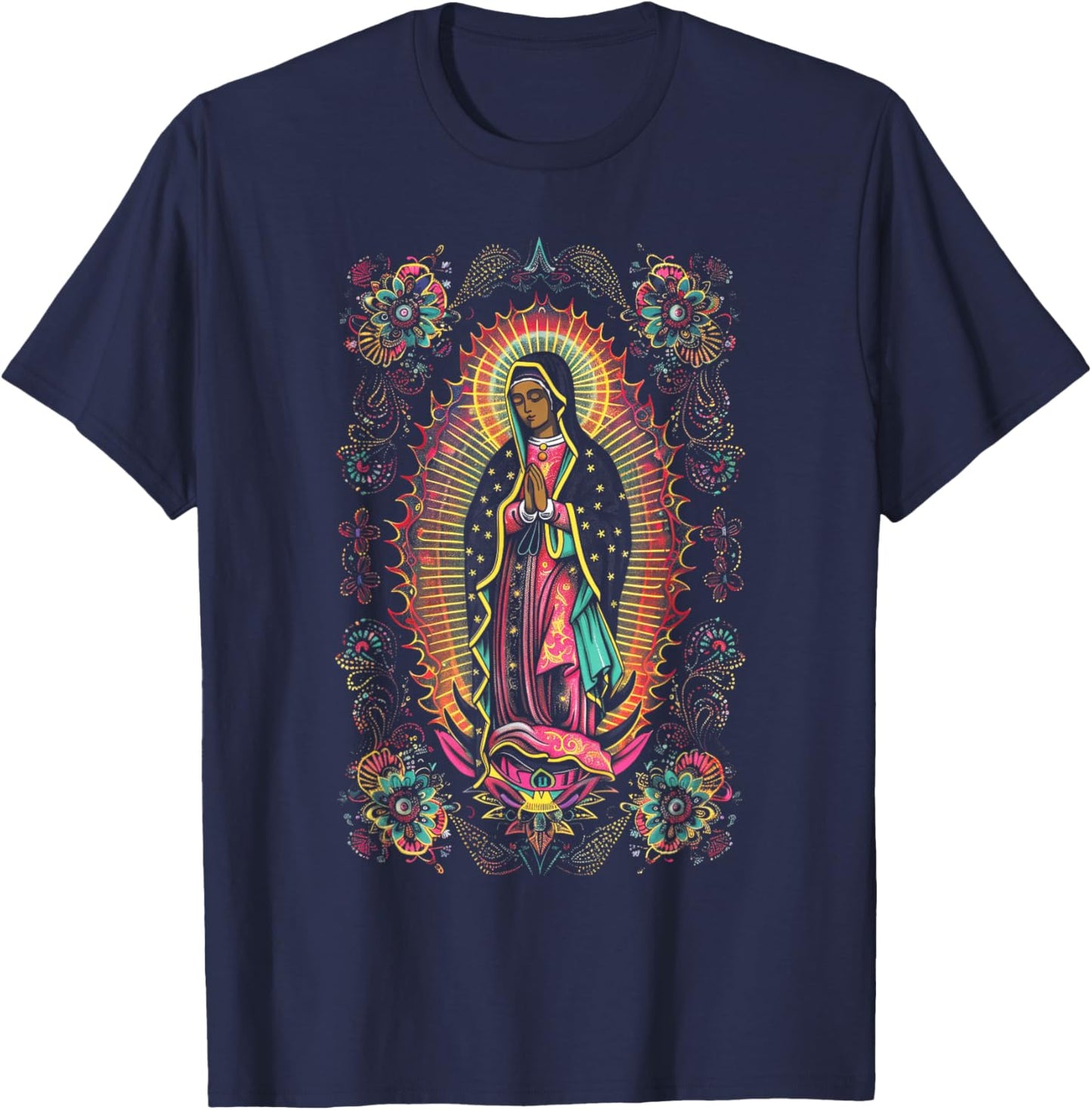 Catholicism Our Lady Guadalupe Virgin Mary T-Shirt - T-Shirt | Navy