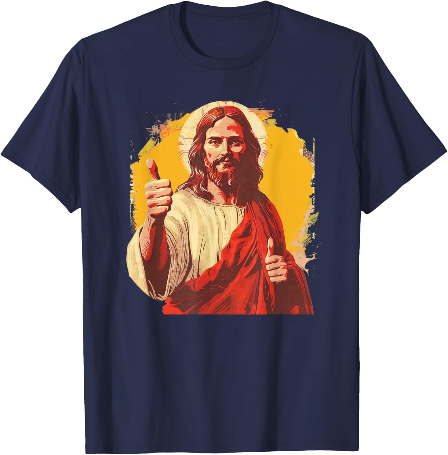 Pretty Jesus Christ with Thumb up T-Shirt - T-Shirt | Navy
