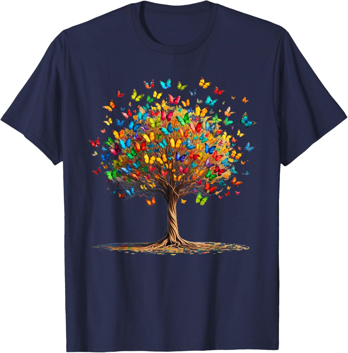 Butterflies Tree Nature Butterfly Lover Lepidopterist T-Shirt - T-Shirt | Navy