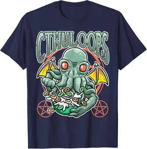 Cthuloops eating cereal Funny Cthulhu monster lover T-Shirt - T-Shirt | Navy