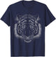 Tiger Lover Head Wild Animal black background Theme T-Shirt - T-Shirt | Navy