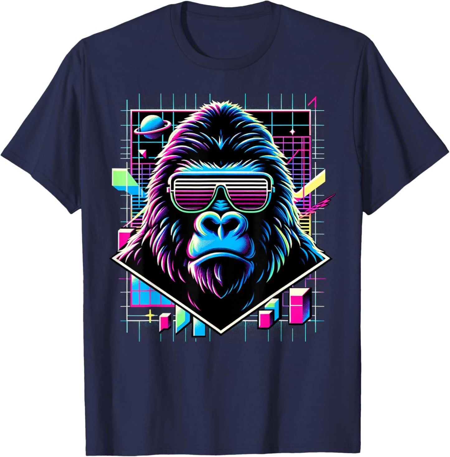 and Kids Vintage Retro Gorilla Lover T-Shirt - T-Shirt | Navy