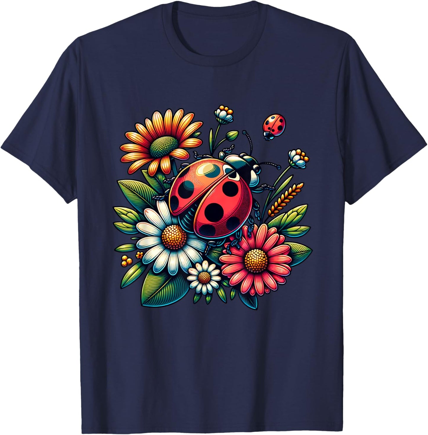 Cute Ladybugs Pop Art Ladybugs Lover Portrait Women T-Shirt - T-Shirt | Navy