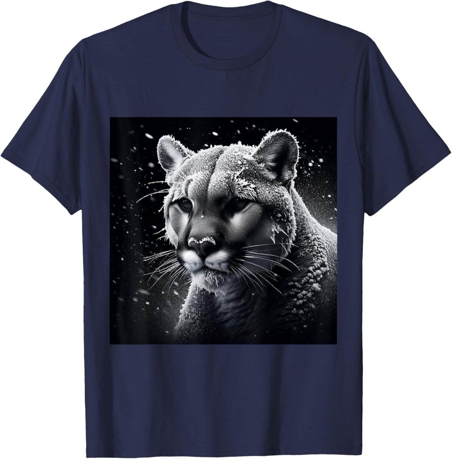 Wildlife Art Cougar Puma Shirt - Mountain Lion Portrait T-Shirt - T-Shirt | Navy