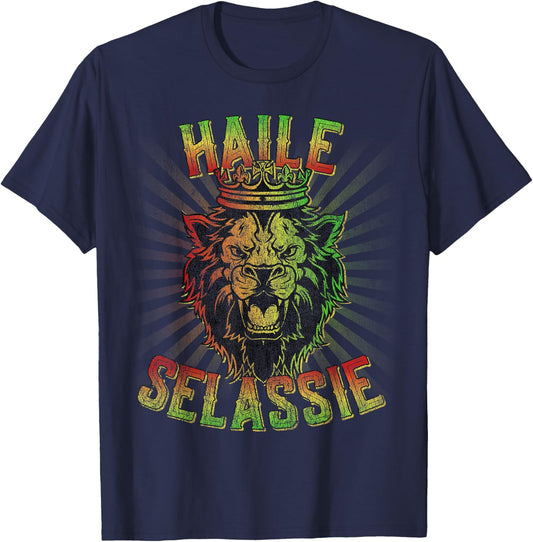 Haile Selassie Jah Lion of Judah T-Shirt - T-Shirt | Navy