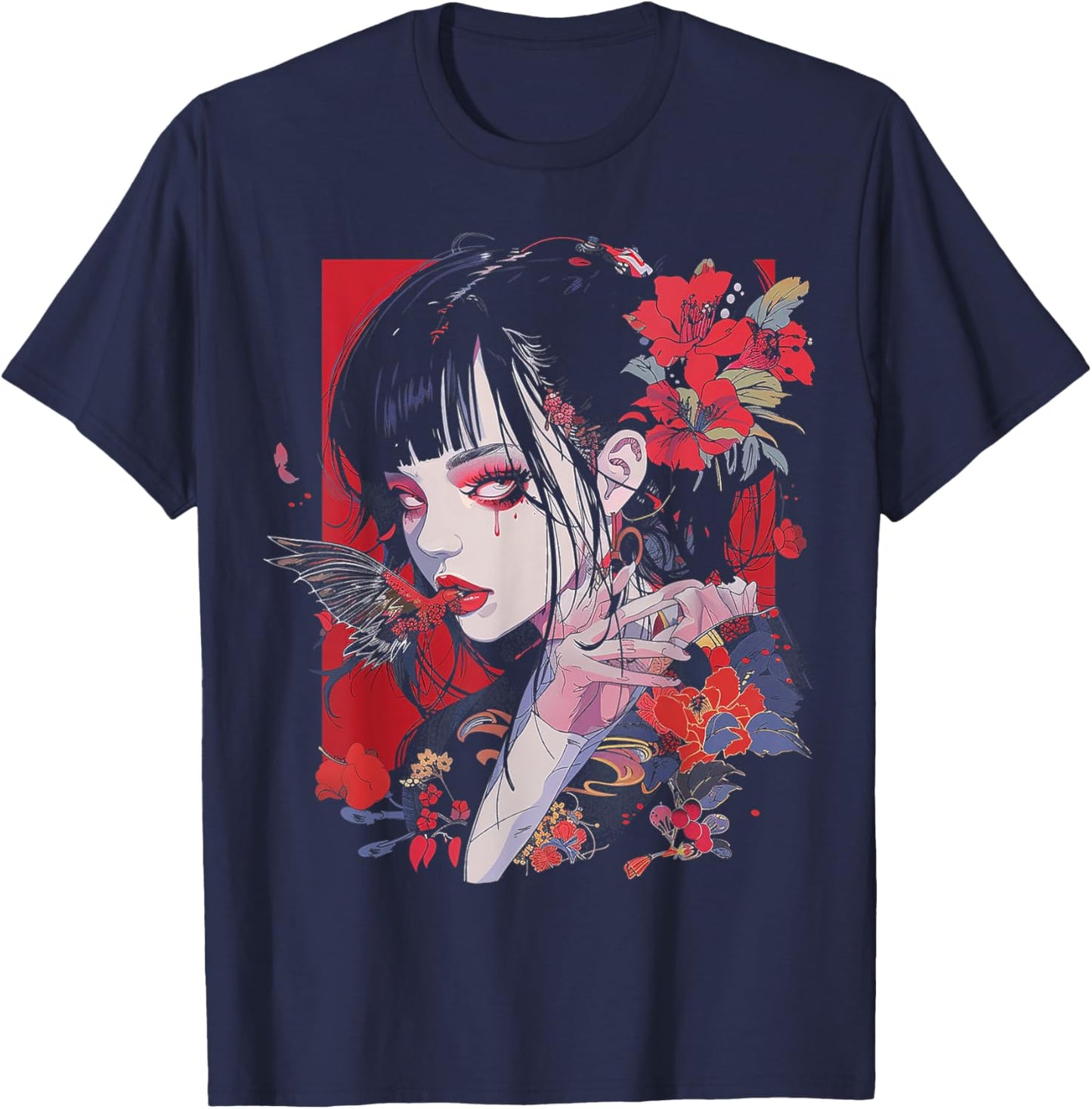 Anime Manga Motif Illustration Anime T-Shirt - T-Shirt | Navy